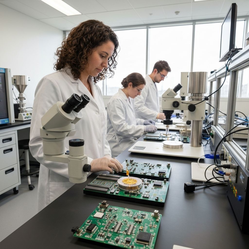 Processo de extração de metais preciosos de eletrônicos em laboratório canadense